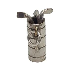 Vintage Charm Golf Bag & Clubs 3D Pendant PGA Silver Plated